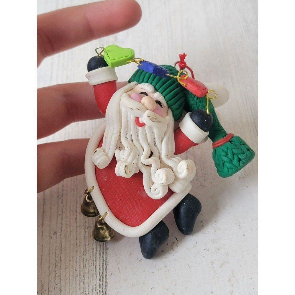 Handmade heart Santa Claus Bell ornament Xmas decor